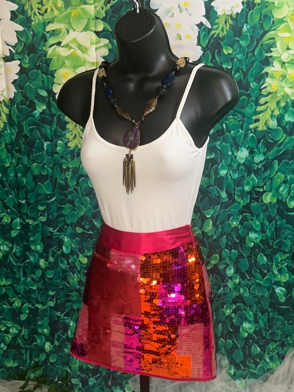LIKE NEW - Express Designs Studio | Pink and Coral Sequin Mini
